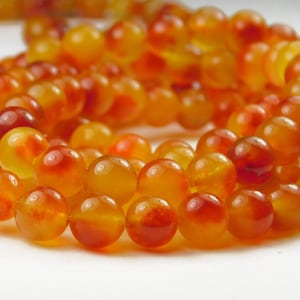 8mm Multicolor Mix Natural Jade Round Bead - Orange Mix - 15 Inch Strand - Gemstone Beads - Jewelry Supplies - Craft Supplies