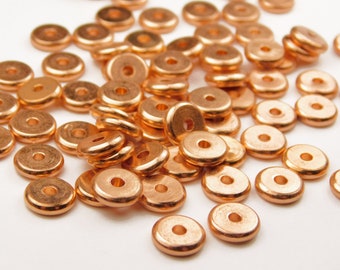 20 Pcs - 8x2mm Brass Rose Gold Disc Spacer Beads - Heishi Spacers - Metal Spacer Beads - Rose Gold Spacers - Jewelry Supplies