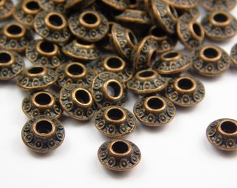 50 Pcs - 6.5x6mm Antique Copper Spacer Beads - Bicone - Metal Spacers - Copper Spacers - Spacer Beads - Jewelry Supplies