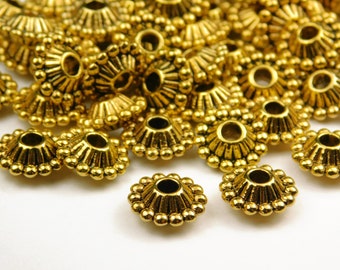 20 Pcs - 11x5mm Gold Tone Spacer Beads - Disc - UFO Spacer - Metal Spacer Beads - Jewelry Supplies