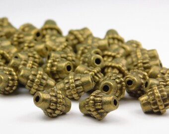 10 or 25 Pcs - 8x10mm Antique Bronze Tibetan Style Spacer Beads - Bronze Spacers - Metal - Jewelry Supplies - Bi-Cone Spacers