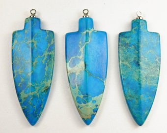 1 Pc - 50x18x5.5mm Blue Sea Sediment Arrowhead Pendant - Gemstone Pendant - Jasper Arrowhead Pendant - Jewelry Supplies