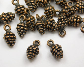 10 or 25 Pcs - 13x7x5.5mm Antique Copper Pinecone Charms - Pendants - Copper Charms - Jewelry Supplies - Craft Supplies