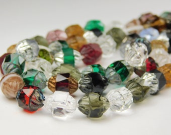 25 Pcs - 8x10mm Mixed Color Faceted Czech Glass Turbine Beads - Glass Beads - Jewelry Supplies - Turbine Beads - Czech Glass Beads