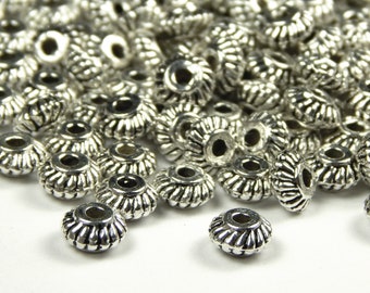 25 or 50 Pcs - 6.5x4.5mm Antique Tibetan Silver Spacer Beads - Bicone - Metal Spacers - Silver Spacers - Spacer Beads - Jewelry Supplies