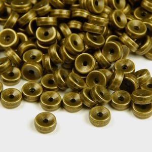 50 or 100 Pcs - 5x2mm Antique Bronze Spacer Beads - Bronze Heishi Beads - Disc Spacers - Metal Spacers - Jewelry Supplies - Craft Supplies