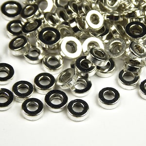 25 or 50 Pcs - 6x2mm Silver Disc Spacer Beads - Heishi Spacers - Metal Spacer Beads - Silver Spacers - Jewelry Supplies
