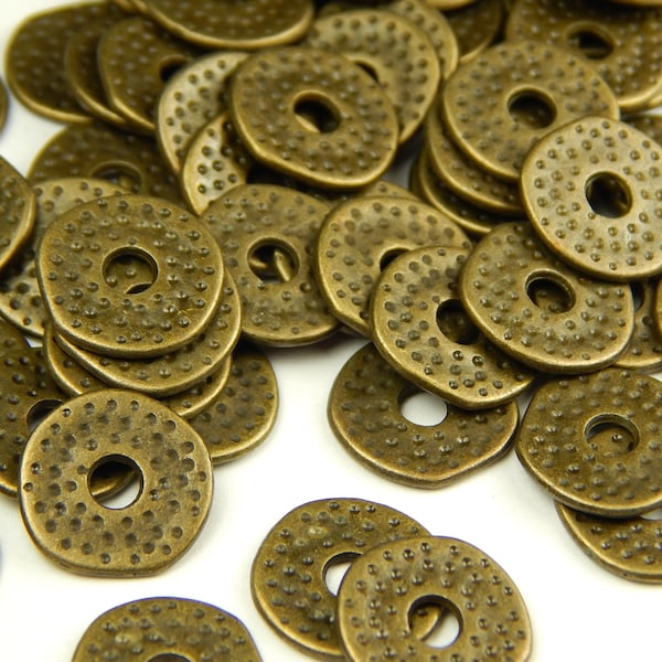 25 Pcs - 12x1mm Antique Bronze Spacer Beads - Flat Round - Donut Spacer - Metal Spacer Beads - Jewelry Supplies - Craft Supplies