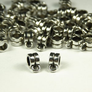 20 Pcs - 9x6x4mm Tibetan Style Silver Bail Beads - Charm Beads - Metal Spacer Beads - Bails - Spacers - Jewelry Supplies