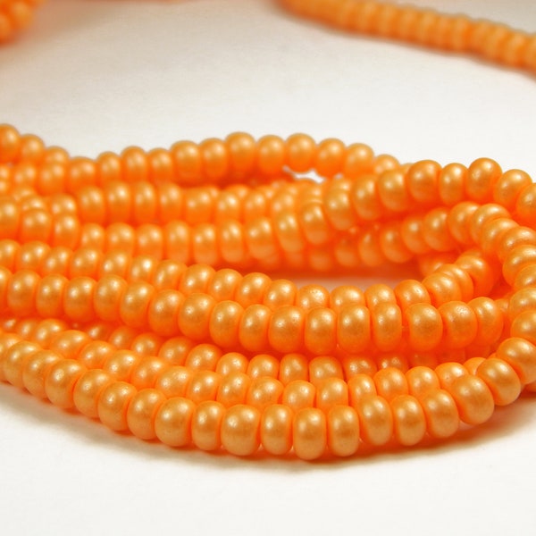 20 Inch Strand - 6/0 Czech Glass Seed Beads - Terra Pearl - Opaque Orange Sherbert - Glass Seed Beads - Jewelry Supplies - Jewelry Making