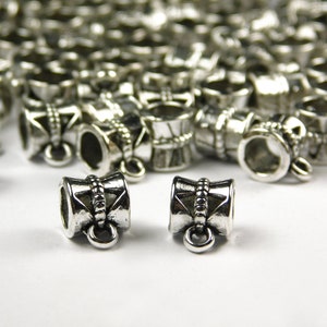 10 or 25 Pcs - 10x7mm Tibetan Silver Bail Beads - Charm Beads - Metal Spacer Beads - Jewelry Supplies - Craft Supplies