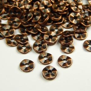 25 or 50 Pcs - 7x1mm Wavy Antique Copper Spacer Beads - Metal Spacer Beads - Copper Beads - Spacer Beads - Jewelry Supplies - Jewelry Making