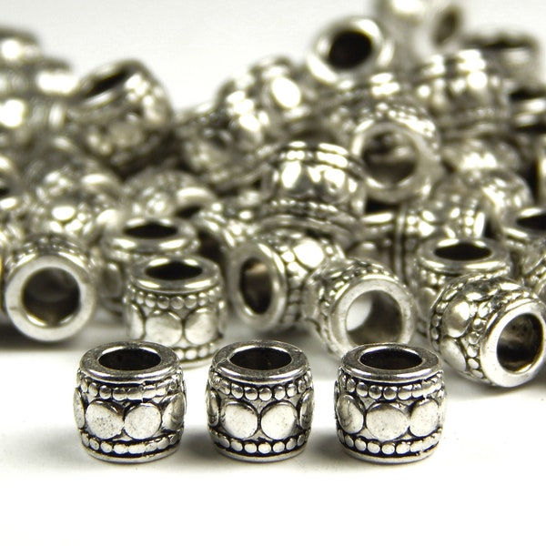 50 Pcs - 7x6mm Tibetan Silver Column Spacer Beads - Silver Tube Beads - Silver Beads - Metal Spacer Beads - Jewelry Supplies