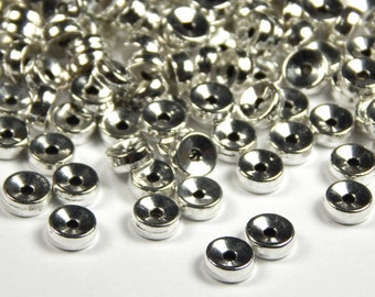 50 or 100 Pcs - 5x2mm Antique Silver Spacer Beads - Silver Heishi Beads - Disc Spacers - Metal Spacers - Jewelry Supplies - Craft Supplies