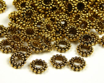 25 or 50 Pcs - 8x2mm Antique Gold Spacer Beads - Donut Beads - Gold Spacers - Metal Spacer Beads - Jewelry Supplies - Jewelry Making