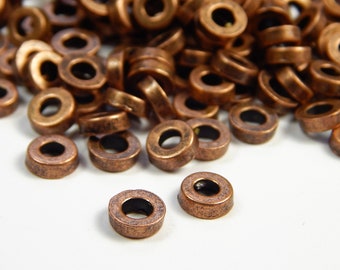 25 Pcs - 6x2mm Antique Copper Disc Spacer Beads - Heishi Spacers - Metal Spacer Beads - Copper Spacers - Jewelry Supplies