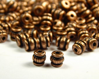 40 Pcs - 5x5mm Antique Copper Column Spacer Beads - Copper Tube Beads - Spiral Pattern Beads - Metal Spacer Beads - Jewelry Supplies