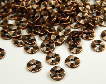 25 or 50 Pcs - 7x1mm Wavy Antique Copper Spacer Beads - Metal Spacer Beads - Copper Beads - Spacer Beads - Jewelry Supplies - Jewelry Making