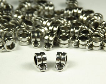 20 Pcs - 9x6x4mm Tibetan Style Silver Bail Beads - Charm Beads - Metal Spacer Beads - Bails - Spacers - Jewelry Supplies