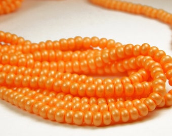 20 Inch Strand - 6/0 Czech Glass Seed Beads - Terra Pearl - Opaque Orange Sherbert - Glass Seed Beads - Jewelry Supplies - Jewelry Making