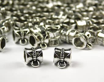 10 or 25 Pcs - 10x7mm Tibetan Silver Bail Beads - Charm Beads - Metal Spacer Beads - Jewelry Supplies - Craft Supplies