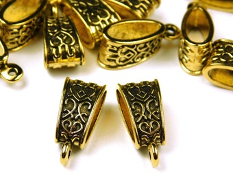 10 Pcs - 19x9x7mm Antique Gold Bail Beads - Charm Beads - Celtic Style - Metal Spacer Beads - Bails - Spacers - Gold - Jewelry Supplies