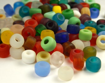 50 Pcs - 9x6mm Multicolor Transparent/Opaque Matte Glass India Crow Beads - Crow Rollers - Matte Mix Glass - Pony Beads - Jewelry Supplies