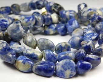 16 Inch Strand - 10-15mm Blue and White Sodalite Nugget Beads - Blue Gemstone - Gemstone Beads - Jewelry Supplies - Jewelry Making
