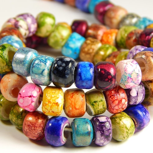 Glass Crow Pony Beads 9mm X 6mm Translucent Lght Blue 100 Per