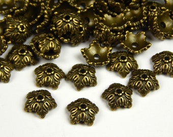 25/50 Pcs - 10x4mm Antique Bronze Bead Caps - Bronze Bead Caps - Antique Bronze Bead Cap - Bead End Caps - Jewelry Supplies