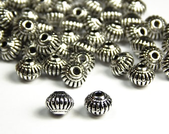 25 Pcs - 8x6.5mm Antique Tibetan Silver Spacer Beads - Bicone - Metal Spacers - Silver Spacers - Spacer Beads - Jewelry Supplies