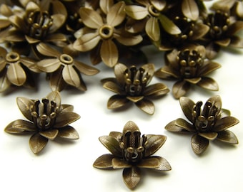 5 Pcs - 16x6.5mm Bronze Flower Petal Bead Caps - Bead Caps - Bronze Spacers - Bead End Caps - Jewelry Supplies - Craft Supplies