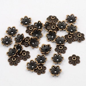 25 or 50 Pcs - 10x3mm Red Copper Bead Caps - Tibetan Style Bead Caps - Copper Caps - Jewelry Supplies - End Caps