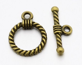 10 Sets - Antique Bronze Toggle Clasps - 19mm x 14mm  x 3mm- Findings - Clasps - Closures - Toggles - Jewelry Supplies