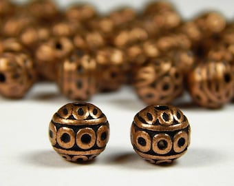 10 or 25 Pcs - 8mm Copper Spacer Beads - Metal Spacer Beads - Copper Beads - Red Copper Spacers - Jewelry Supplies