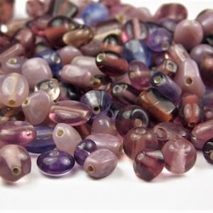 48 Grams - All Mixed Up India Small Purple Glass Beads - Lilac Mix - Assorted Shapes - Sizes - Glass Beads - Amethyst Mix - Jewelry Supplies