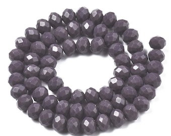 16 Inch Strand - 8mm x 6mm Faceted Dusty Purple Glass Rondelle Beads - Purple - Abacus Beads - Glass Beads - Rondelle - Jewelry Supplies