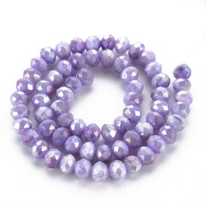 16 In Strand 8x6mm Baking Painted Purple Glass Rondelle Beads Medium Purple Stone Effect Glass Beads Abacus Jewelry Supplies image 2