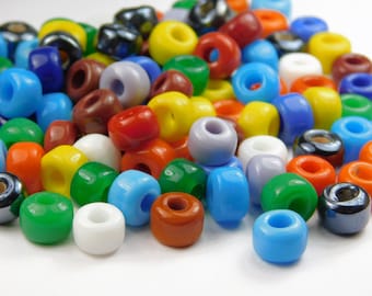50 Pcs - 9x6mm Multicolor India Opaque Glass Mix Crow Beads - Crow Rollers - Crow Beads - Opaque Glass - Pony Beads - Jewelry Supplies