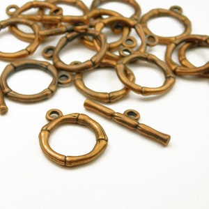5 Sets - Antique Copper Toggle Clasps - Connectors - Findings - Copper - Clasps - Closures - Toggles - Jewelry Supplies