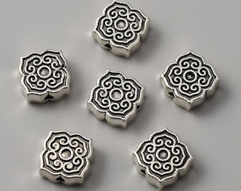 5 Pcs - 11.5x11x4.5mm Tibetan Style Silver Flower Spacer Beads - Flower Spacers - Metal Spacer Beads - Antique Silver - Jewelry Supplies