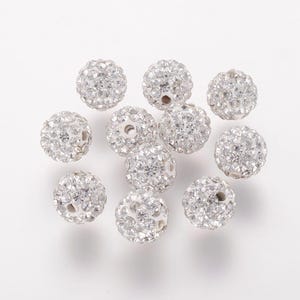 5 Pcs - 10mm Clear Crystal Shamballa Beads - Pave Beads - Disco Ball Beads - Jewelry Supplies - Crystal Beads - Shamballa Beads