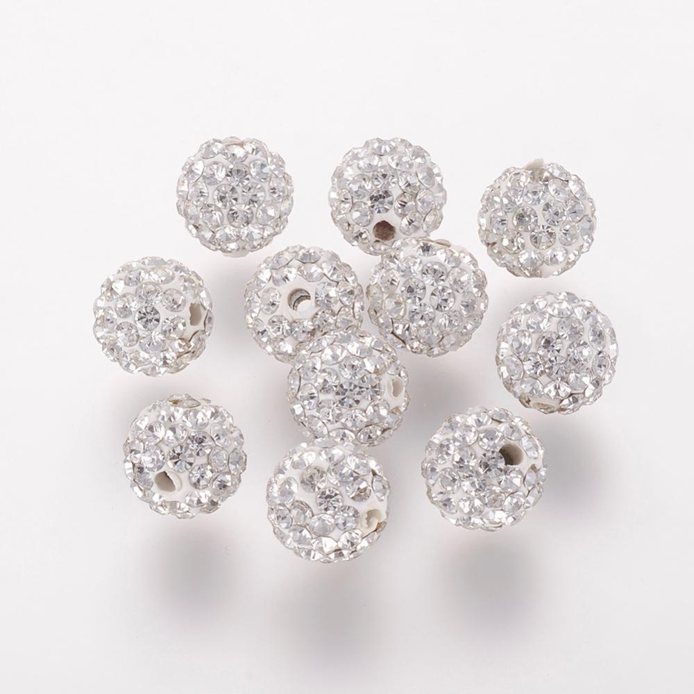 5 Pcs - 10mm Clear Crystal Shamballa Beads - Pave Beads - Disco Ball Beads - Jewelry Supplies - Crystal Beads - Shamballa Beads