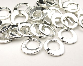 10 Pcs - Flat Round Antique Silver Donut Bead Frames - Ring Frame - 20.5x3mm - Silver Pendants - Jewelry Supplies - Silver - Craft Supplies