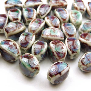 10 Pcs - 13x10mm Glazed Cadet Blue Porcelain Beads - Oval - Porcelain Beads - Focal Beads - Jewelry Supplies - Craft Supplies