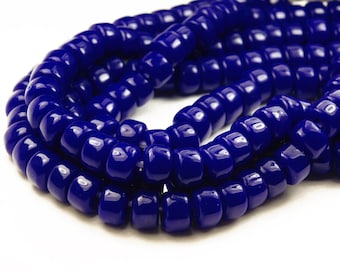 50 Pcs - 9x6mm Opaque Cobalt Blue Glass India Crow Beads - Crow Rollers - Glass Pony Beads - Large Hole - Jewelry Supplies - Transparent