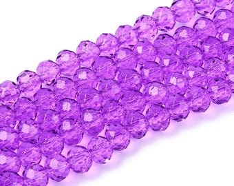 15.5 Inch Strand - 8x6mm Lilac Glass Rondelle Beads - Baking Painted Pale Purple Glass Beads - Abacus Beads - Jewelry Supplies