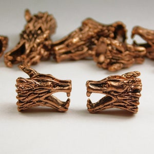 2 Pcs - 17mm x 11mm Antique Rose Gold Dragon Head Spacer Bead - Dragon Spacer - Rose Gold Spacer Beads - Metal Spacers - Jewelry Supplies