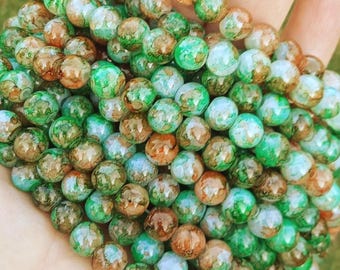 15.5 Inch Strand - 8.5mm Spray Painted Multi-Color Glass Beads Strands - Jewelry Making Supply - Craft Supplies
