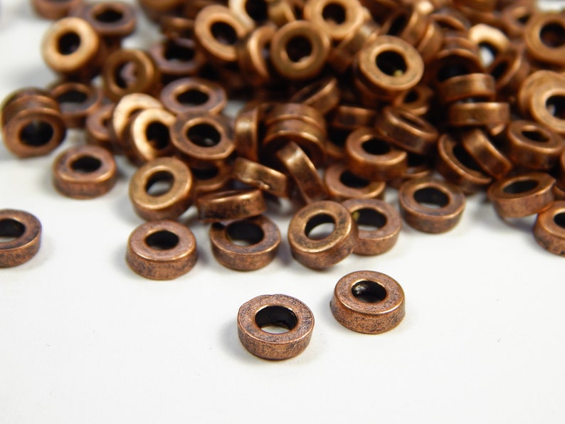 25 or 50 Pcs 6x2mm Antique Copper Disc Spacer Beads Heishi Spacers Metal Spacer Beads Copper Spacers Jewelry Supplies image 1